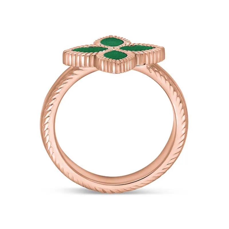 18ct Rose Gold Malachite Eden Marquise Flower Ring