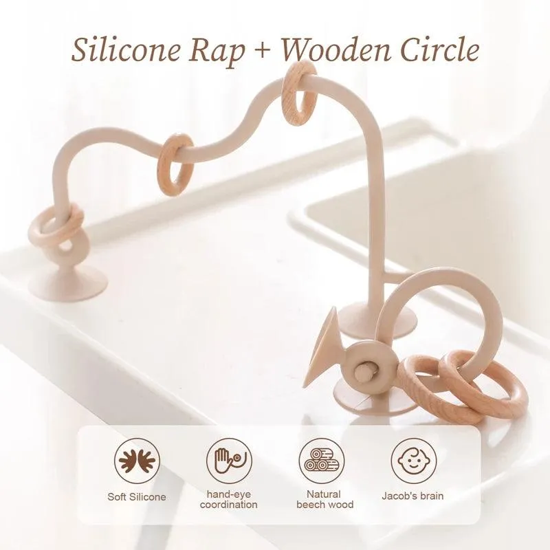 Baby Toy Silicone Rap   Wooden Circle