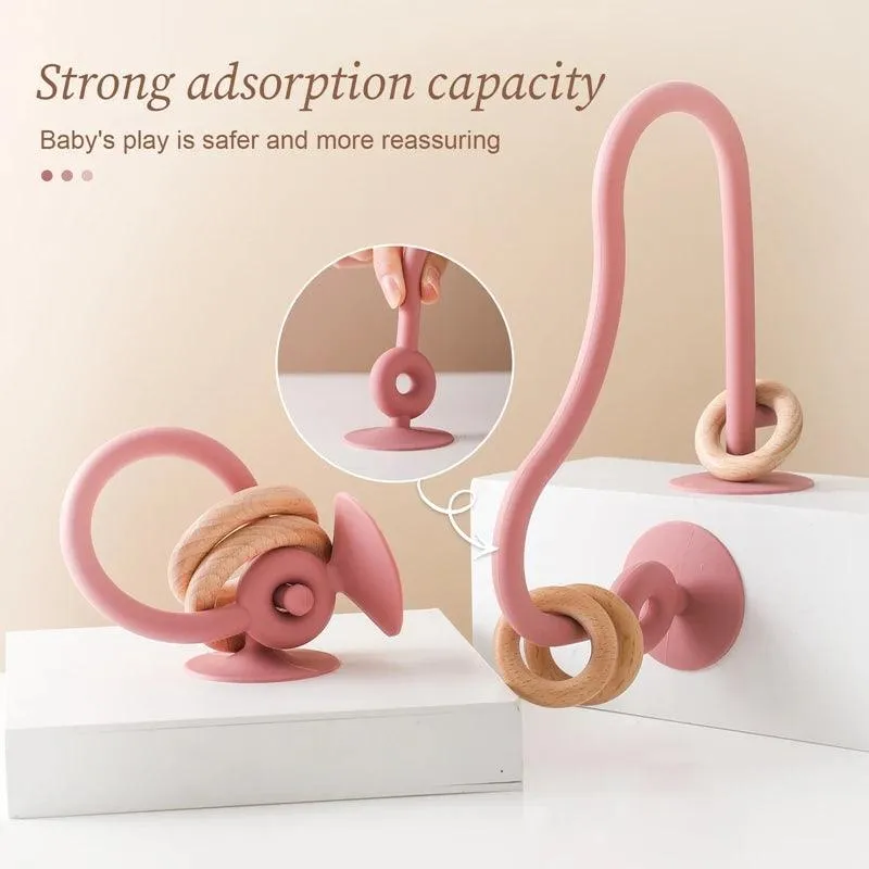 Baby Toy Silicone Rap   Wooden Circle