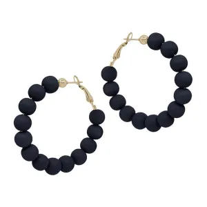 Black Ball Of Fun Hoop Earrings