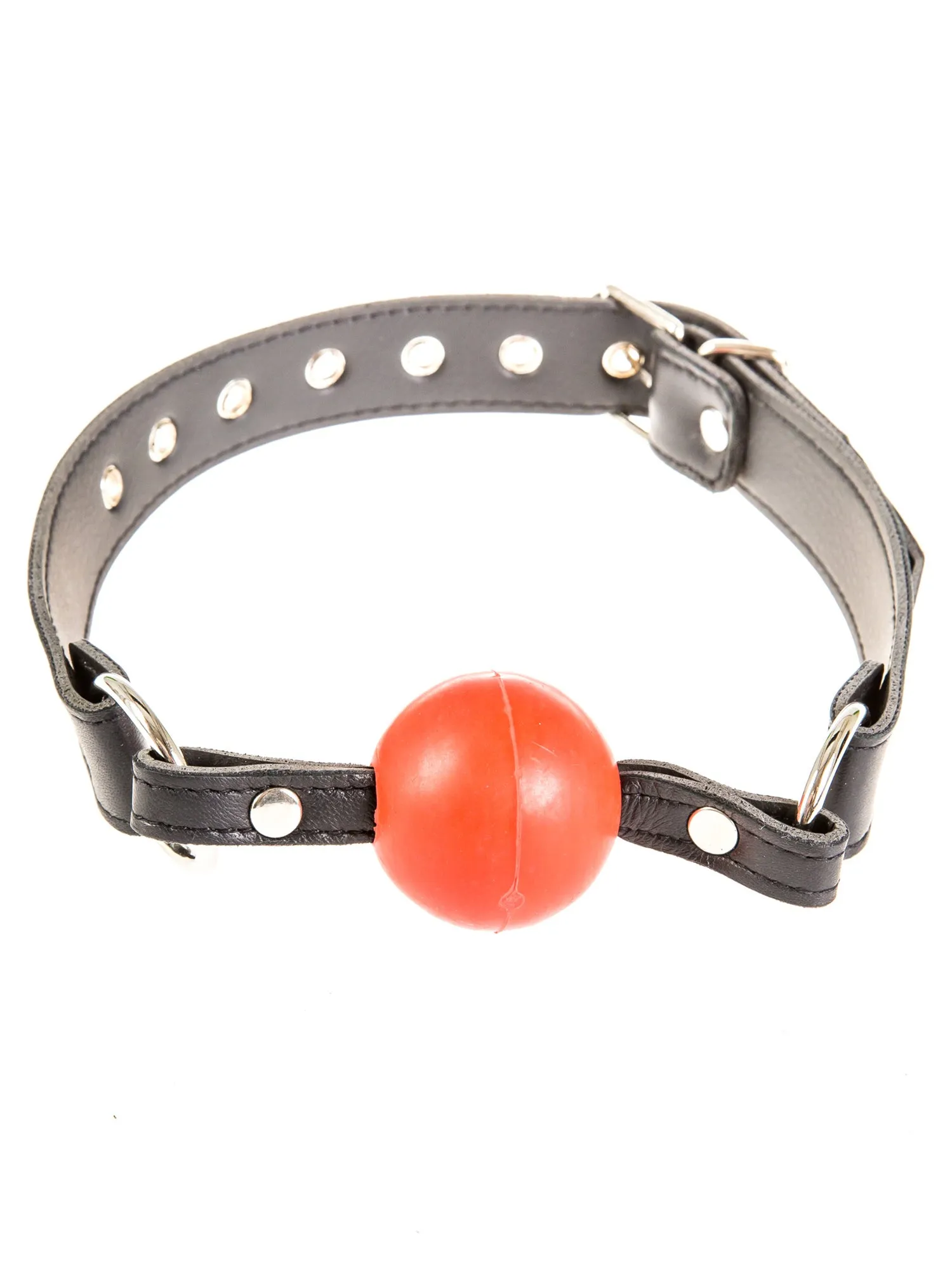 Black Leather Gag with Red Ball