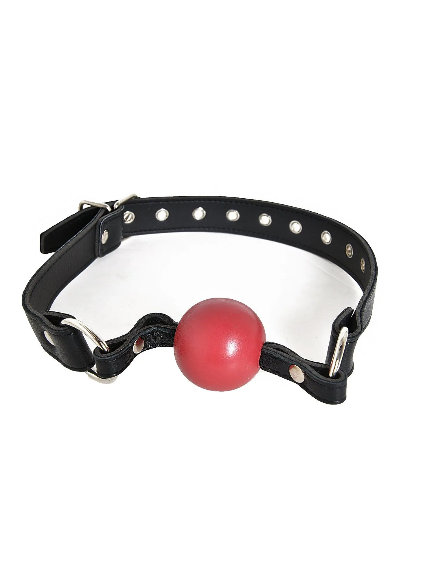 Black Leather Gag with Red Ball