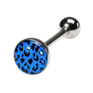 Blue Leopard Print Tongue Stud