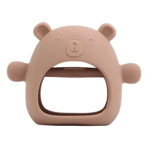 Dark Oatmeal Silicone Bear Teething Mitten