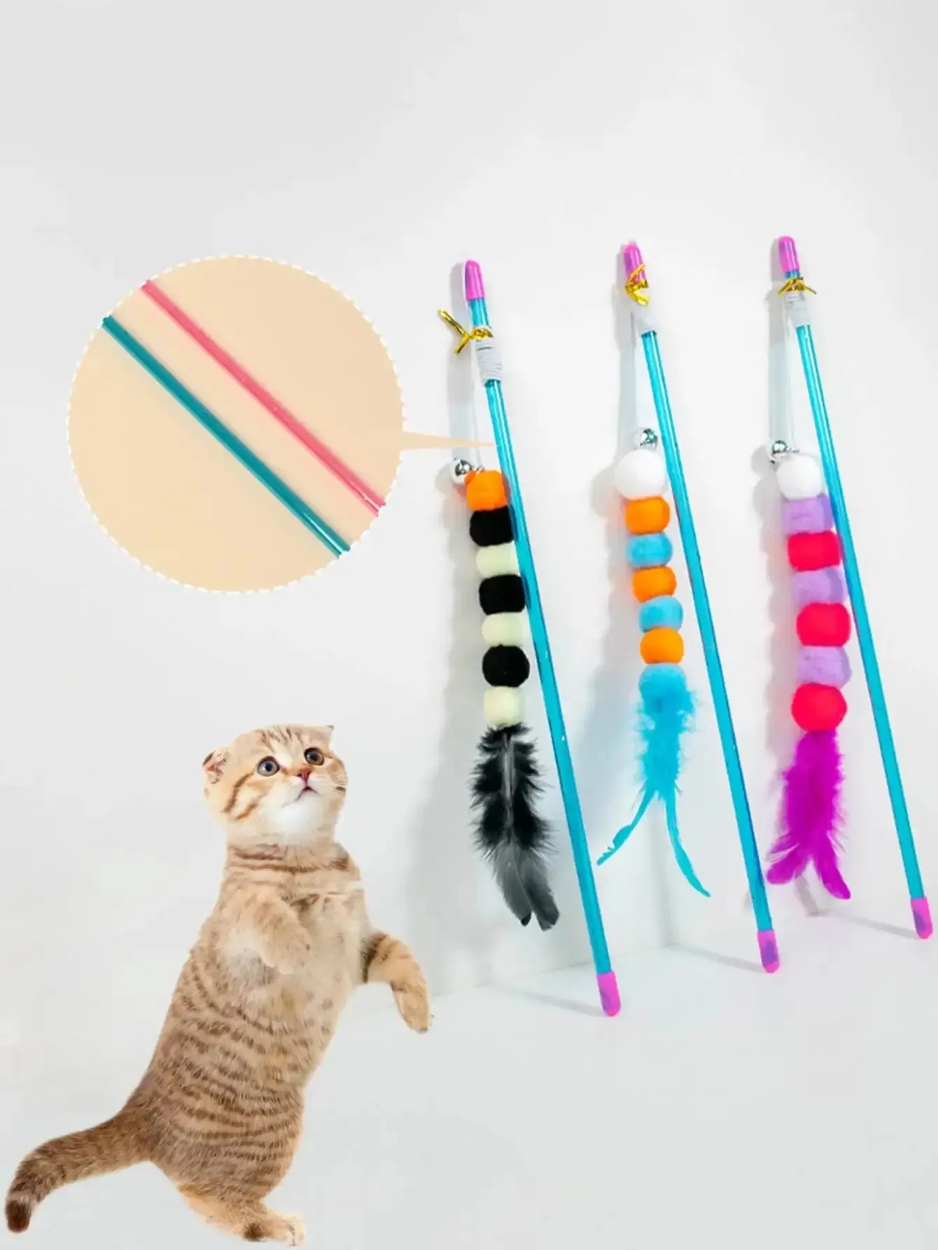 Elastic Feather Cat Toy with Durable Plastic and Trichome Design