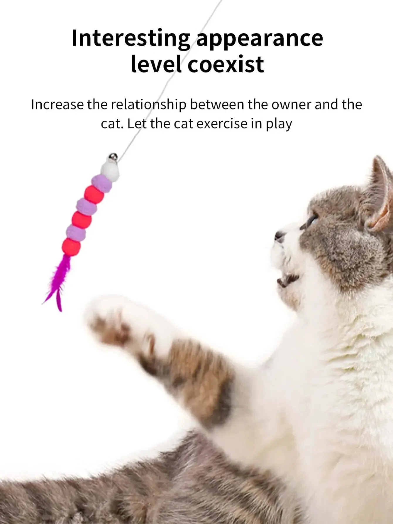 Elastic Feather Cat Toy with Durable Plastic and Trichome Design