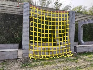 FONG 10 ft X 10 ft Climbing Cargo Net Heavy Duty Yellow (3m x 3m)- Military Climbing Net- Indoor Climbing Net - Outdoor Climbing Net - Jungle Gyms, Obstacle Courses - Both for Kids and Adult