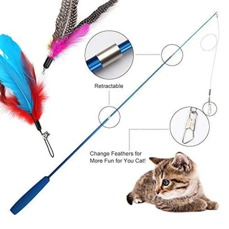 Interactive Feather Cat Teaser Wand