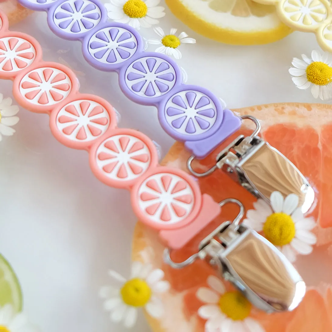 NEW! 2-Pack Silicone Citrus Pacifier Clips