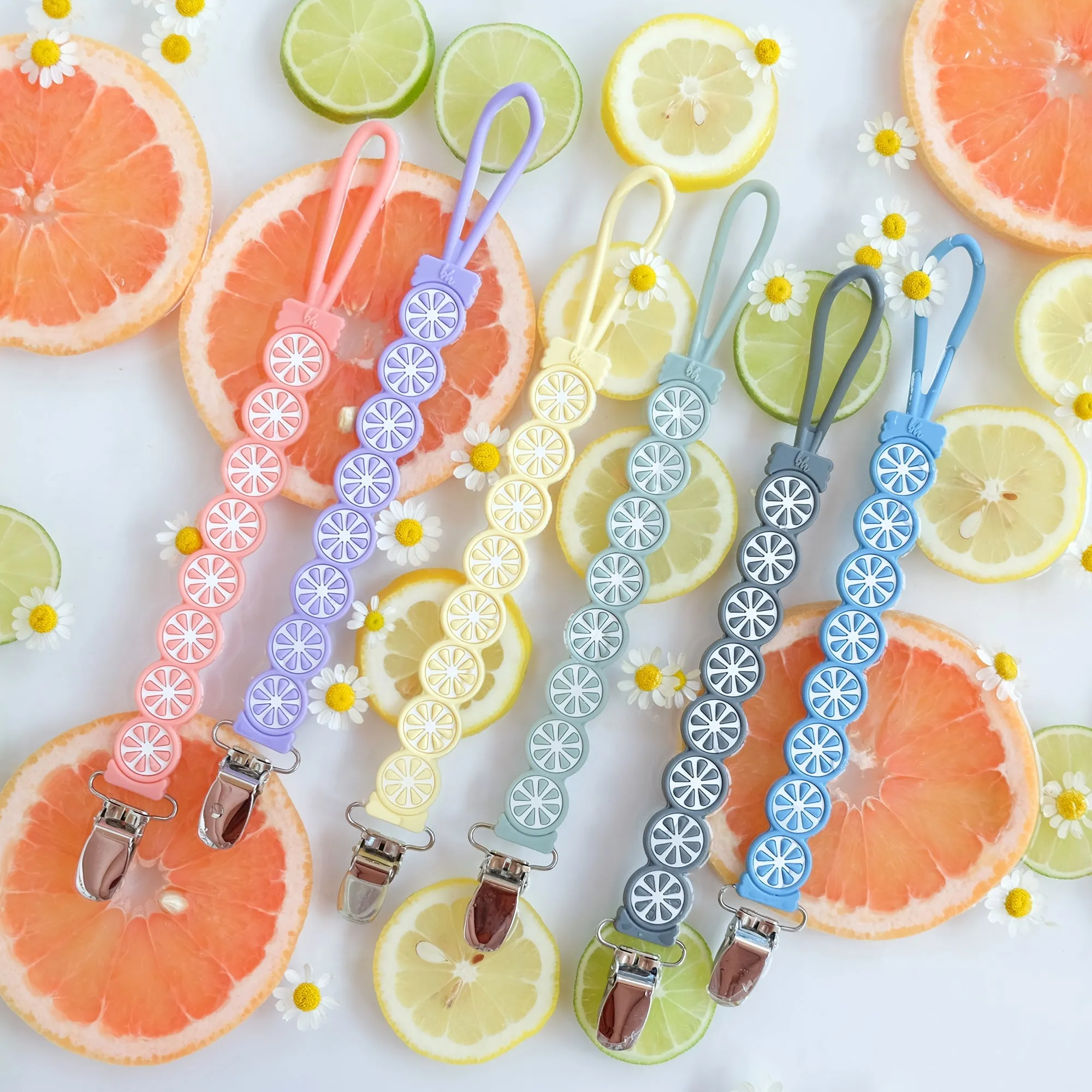 NEW! 2-Pack Silicone Citrus Pacifier Clips