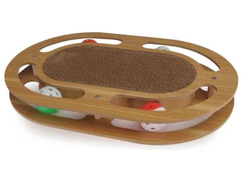 Oval scratching toy with 4 balls