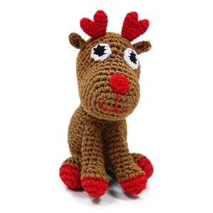 reindeer knit squeaker toy