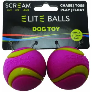 Scream Elite Ball Small Green and Pink Dog Toy 2 Pack^^^