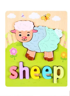 Wooden 3D Puzzle Educational Toys for Children Teaching Aid Sheep