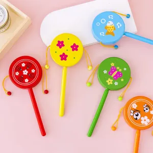 Wooden Cartoon Hand Drum Educational Toy for Children