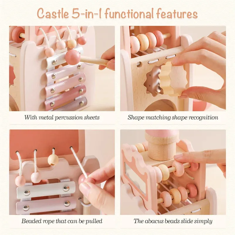 Wooden Castle 5-in-1 Shape Activity Toy